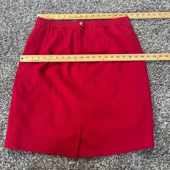Vintage Mini Skirt Size 18W Red Solid Short Mini Worsted Wool Preppy Minimal 90s - Picture 10 of 11